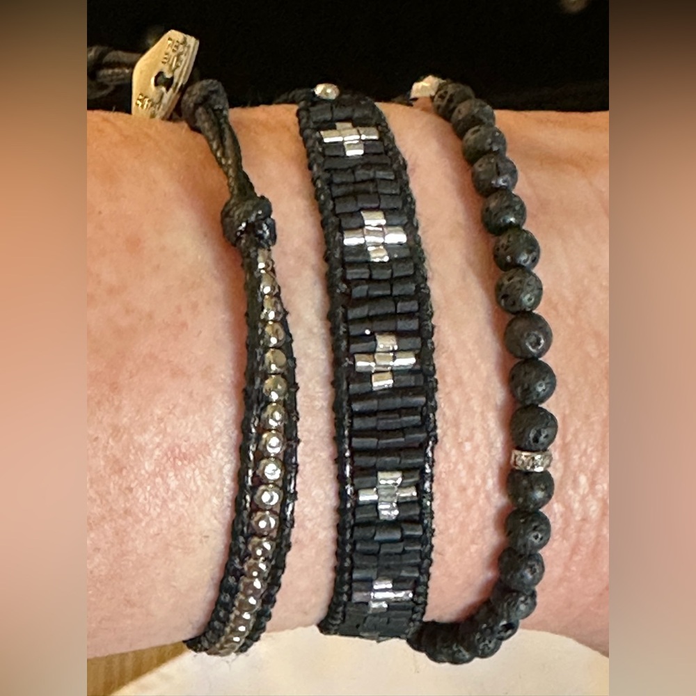 Black and Silver Unisex Bohemian Wrap Bracelet